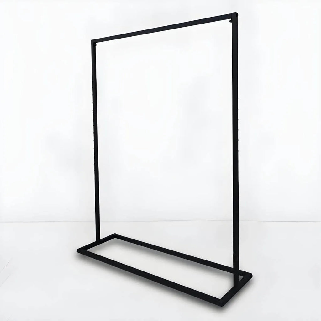 Modern Black Metal Hall Tree with Dual Clothing Rods
