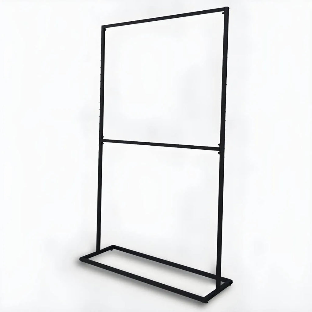 Modern Black Metal Hall Tree with Dual Clothing Rods