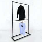 Modern Black Metal Hall Tree with Dual Clothing Rods