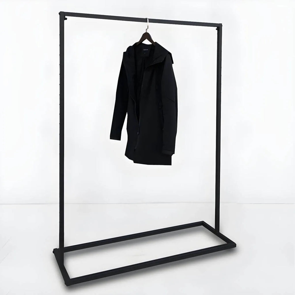 Modern Black Metal Hall Tree with Dual Clothing Rods