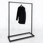 Modern Black Metal Hall Tree with Dual Clothing Rods
