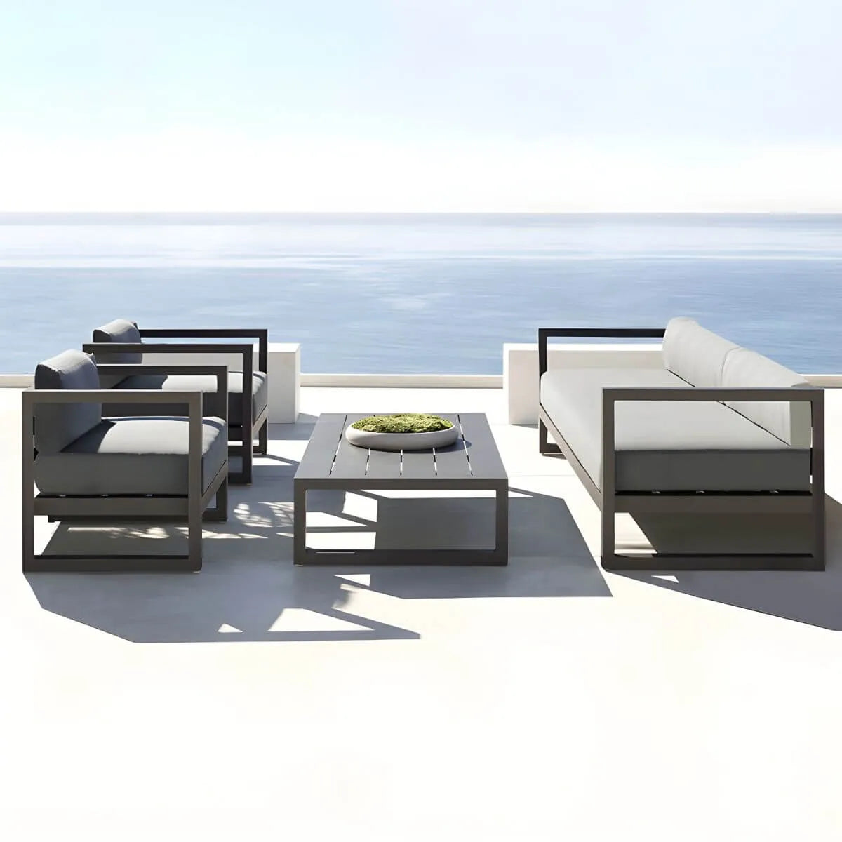 Modern Black Metal Outdoor Coffee Table – Rectangular & Square