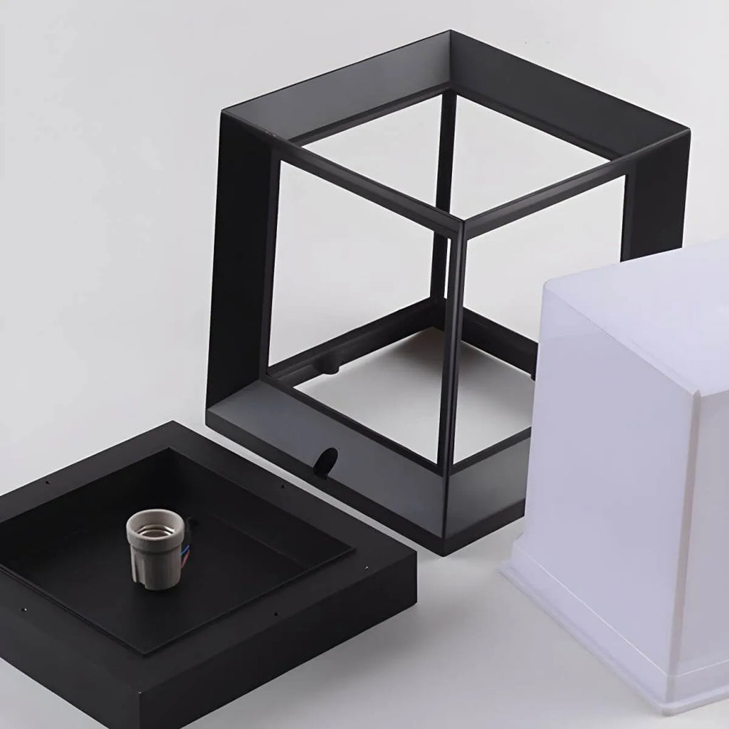 Modern Black Metal Outdoor Table Lamp with Dual-Sided Glow