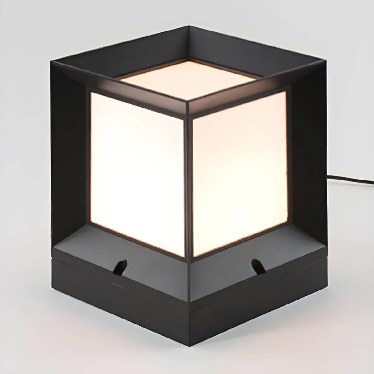 Modern Black Metal Outdoor Table Lamp with Dual-Sided Glow