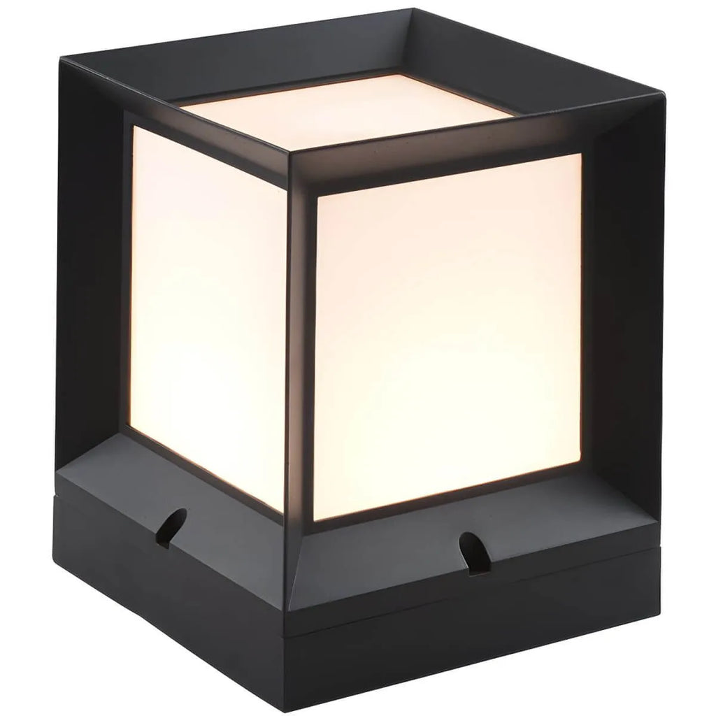 Modern Black Metal Outdoor Table Lamp with Dual-Sided Glow