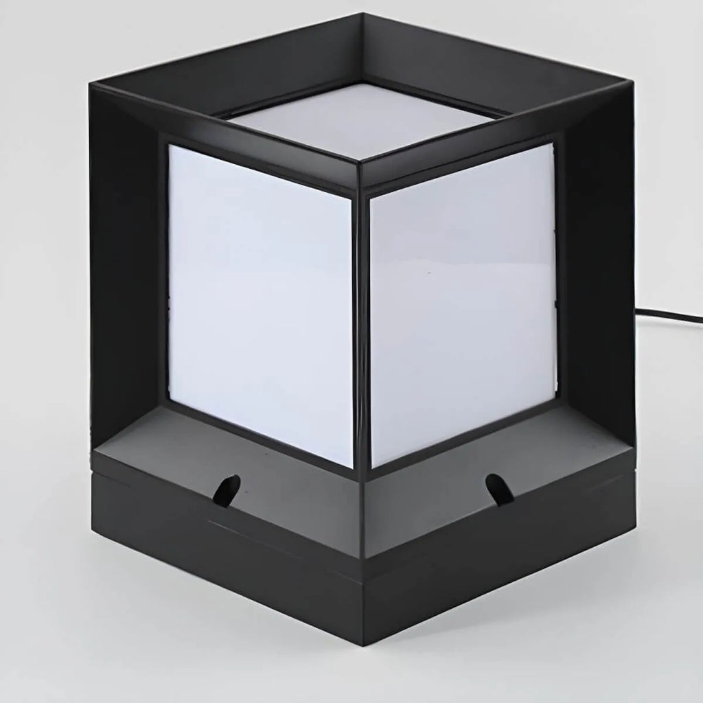 Modern Black Metal Outdoor Table Lamp with Dual-Sided Glow