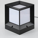 Modern Black Metal Outdoor Table Lamp with Dual-Sided Glow