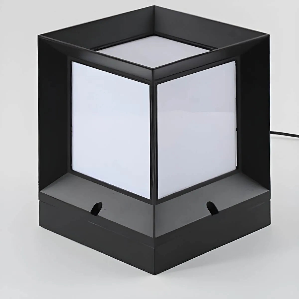 Modern Black Metal Outdoor Table Lamp with Dual-Sided Glow