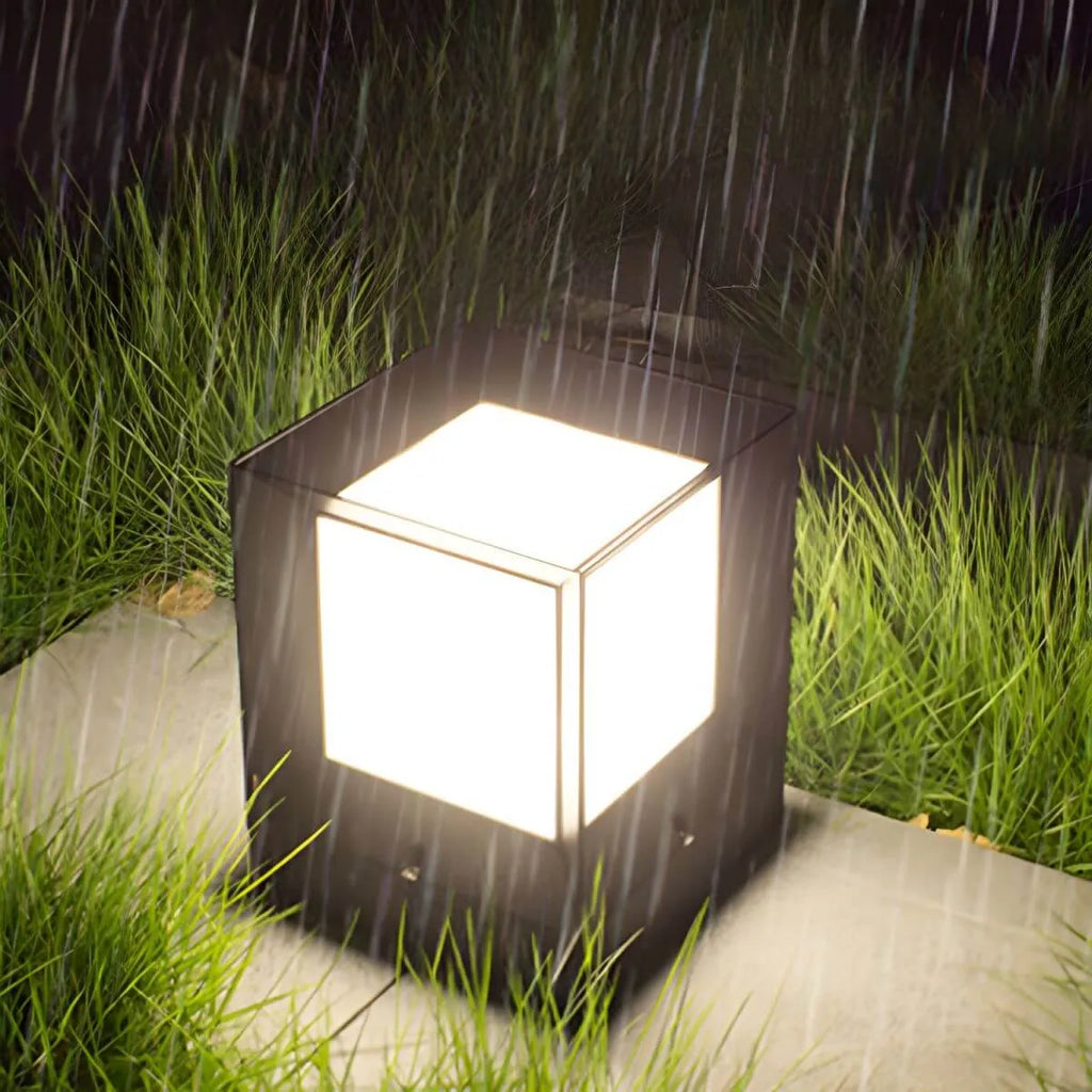 Modern Black Metal Outdoor Table Lamp with Dual-Sided Glow