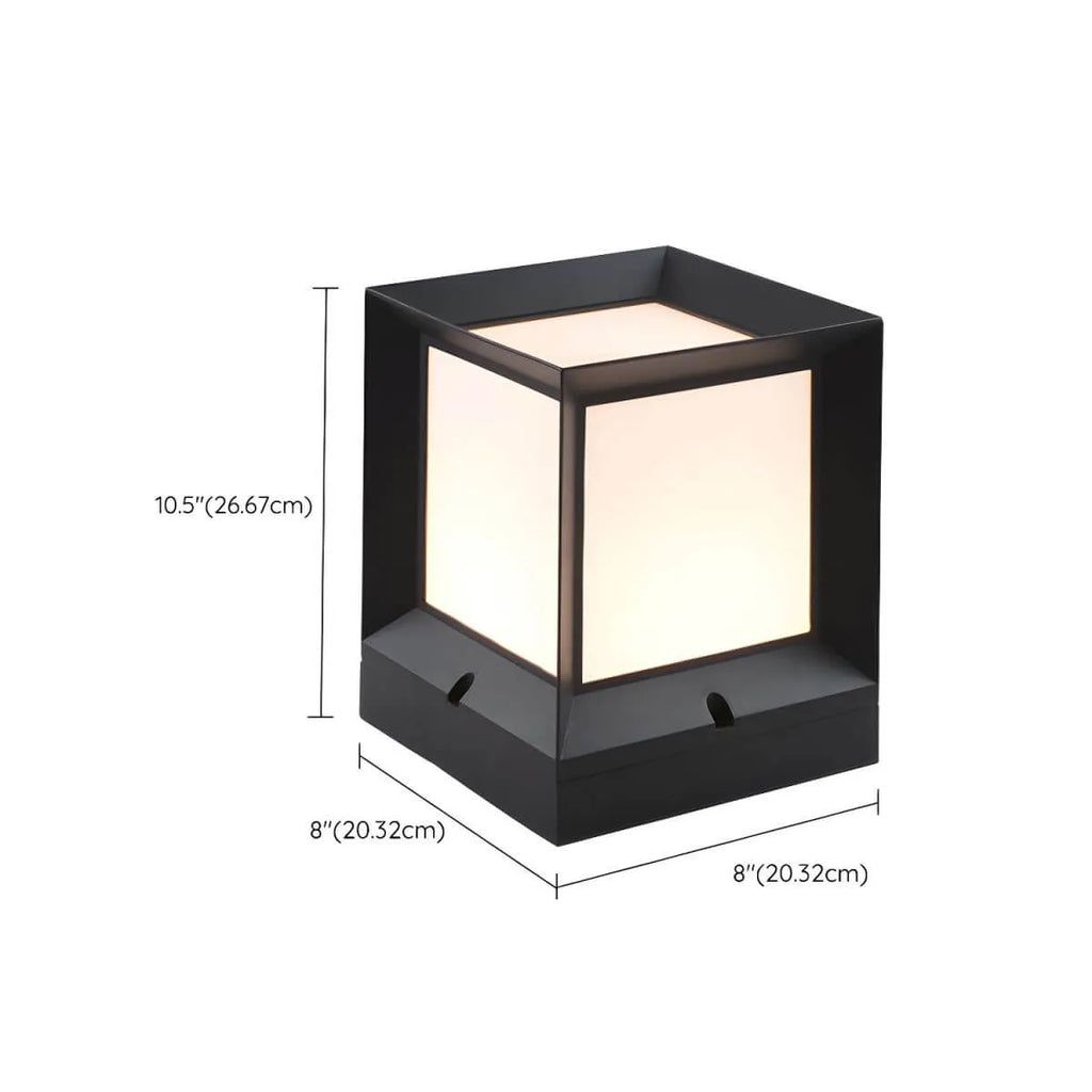 Modern Black Metal Outdoor Table Lamp with Dual-Sided Glow Dimensions
