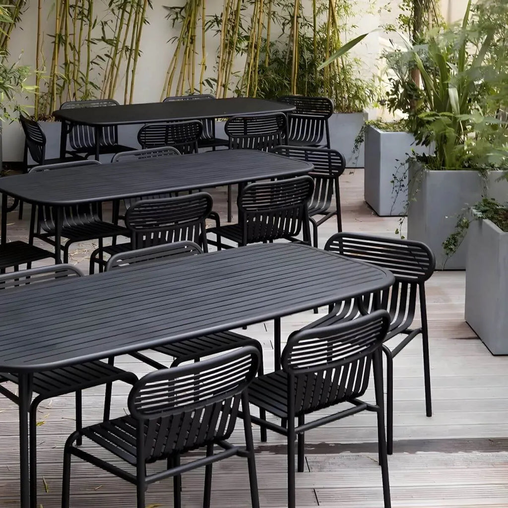 Modern Black Metal Outdoor Table – Waterproof & Non-Extendable