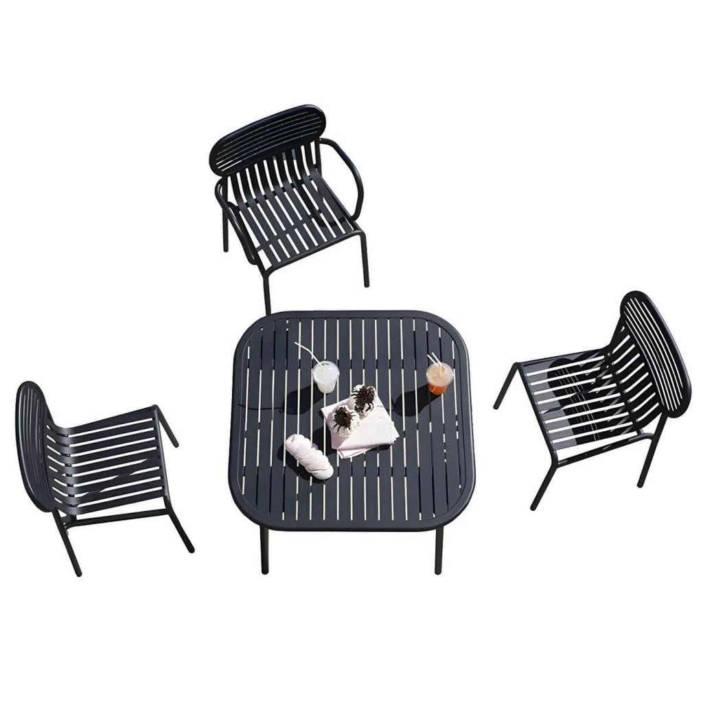 Modern Black Metal Outdoor Table – Waterproof & Non-Extendable