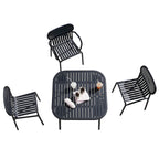 Modern Black Metal Outdoor Table – Waterproof & Non-Extendable