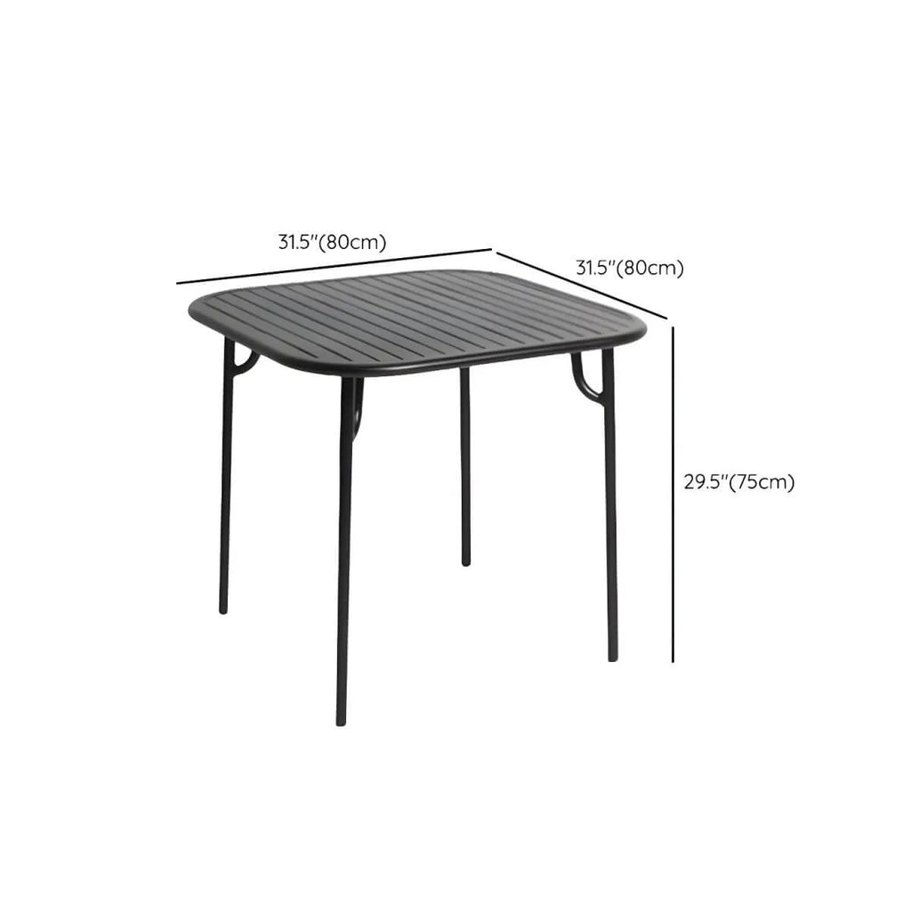 Modern Black Metal Outdoor Table – Waterproof & Non-Extendable Dimensions