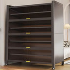 Modern Black Metal Shoe Storage Cabinet with Translucent Doors