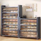 Modern Black Metal Shoe Storage Cabinet with Translucent Doors Main Product Image