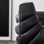 Black microfiber leather sectional sofa with solid wood frame, modern design for living room