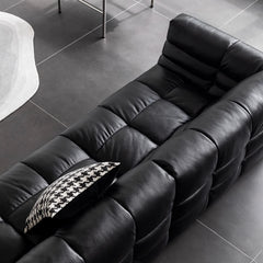 Elegant Modern Black Microfiber Leather Sectional Sofa