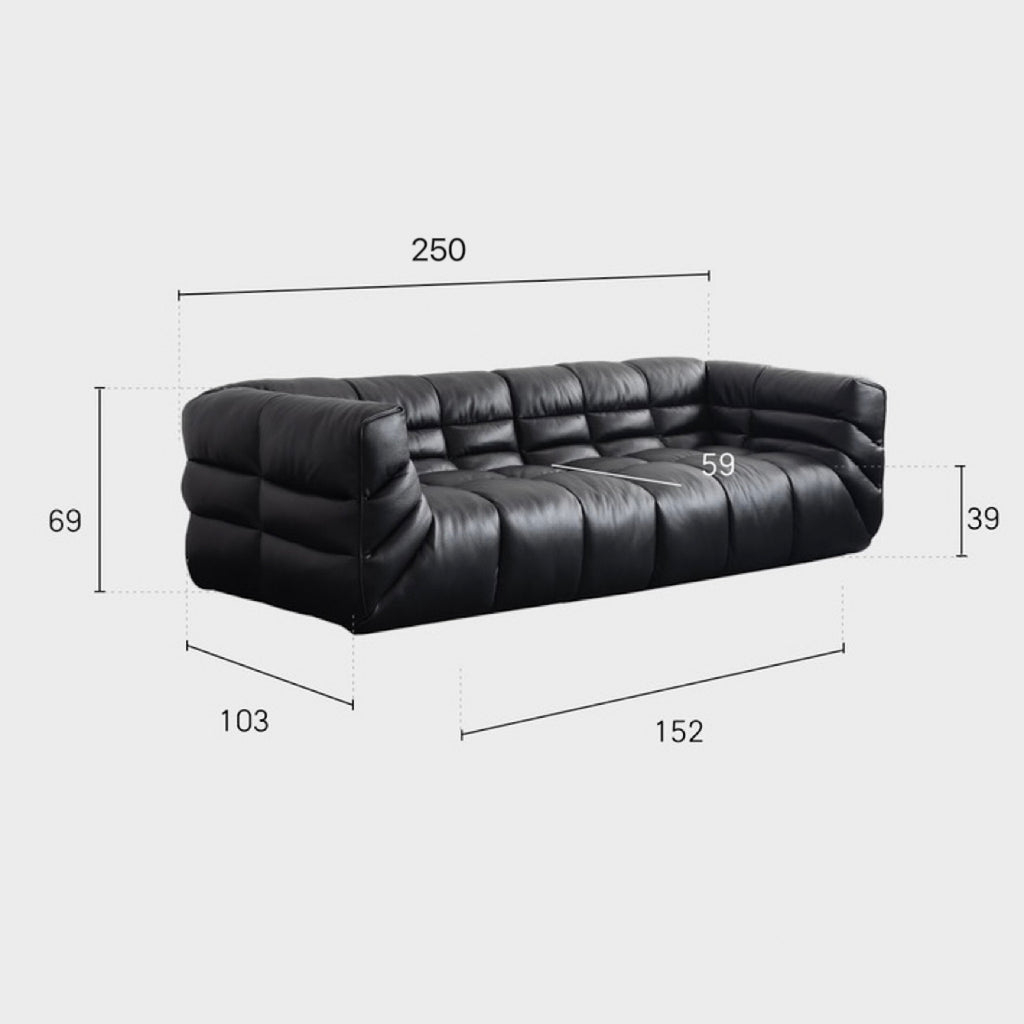 Black microfiber leather sectional sofa with solid wood frame, modern design for living room dimensions