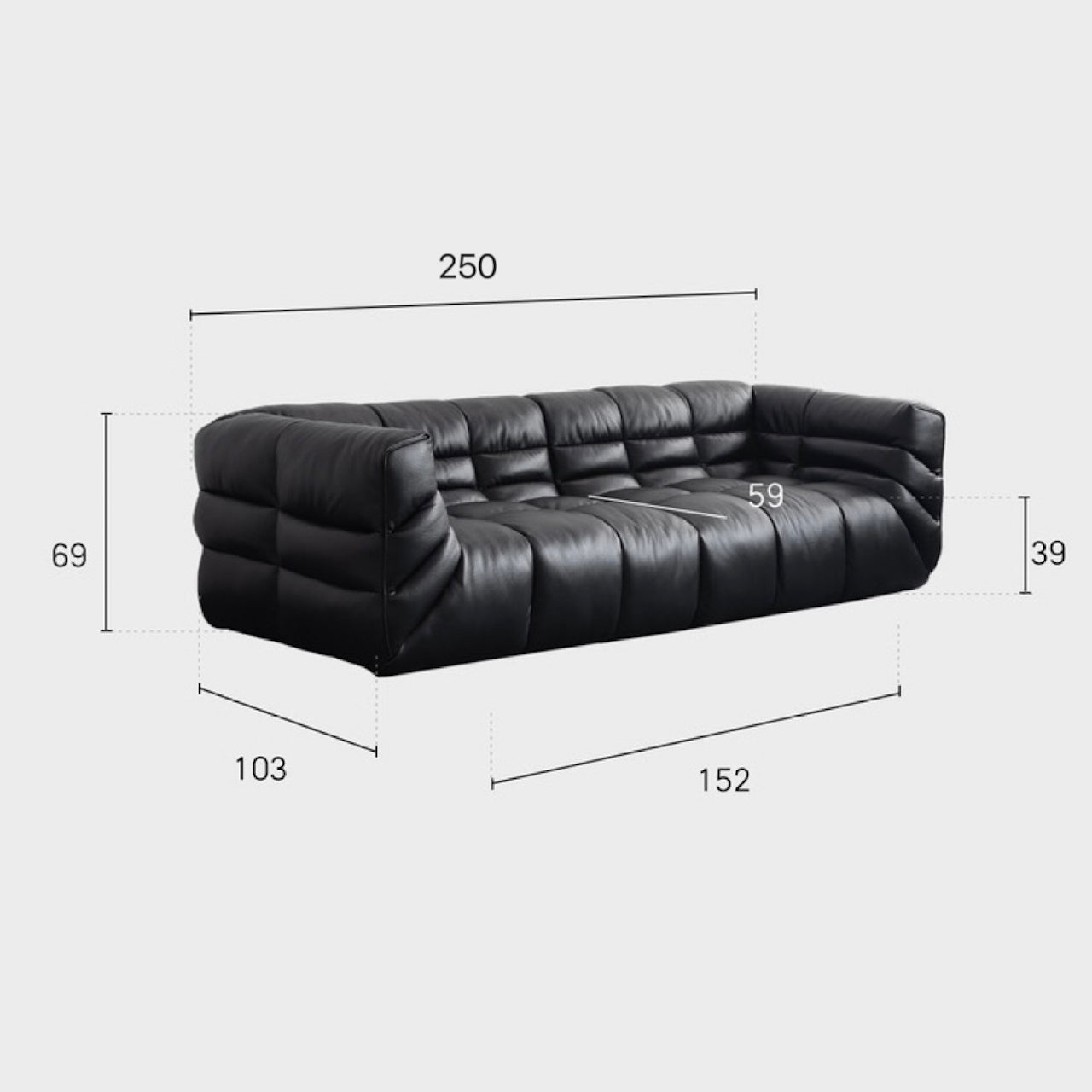 Black microfiber leather sectional sofa with solid wood frame, modern design for living room dimensions