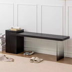 Modern Black Solid Wood Entryway Bench with Acrylic Legs