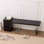 Modern Black Solid Wood Entryway Bench with Acrylic Legs