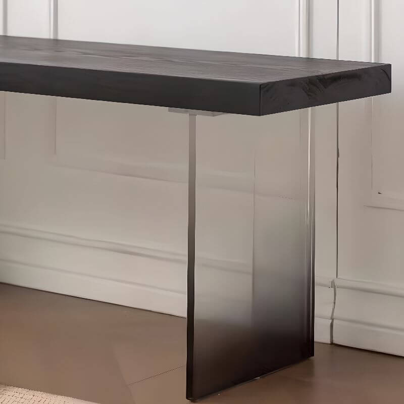 Modern Black Solid Wood Entryway Bench with Acrylic Legs