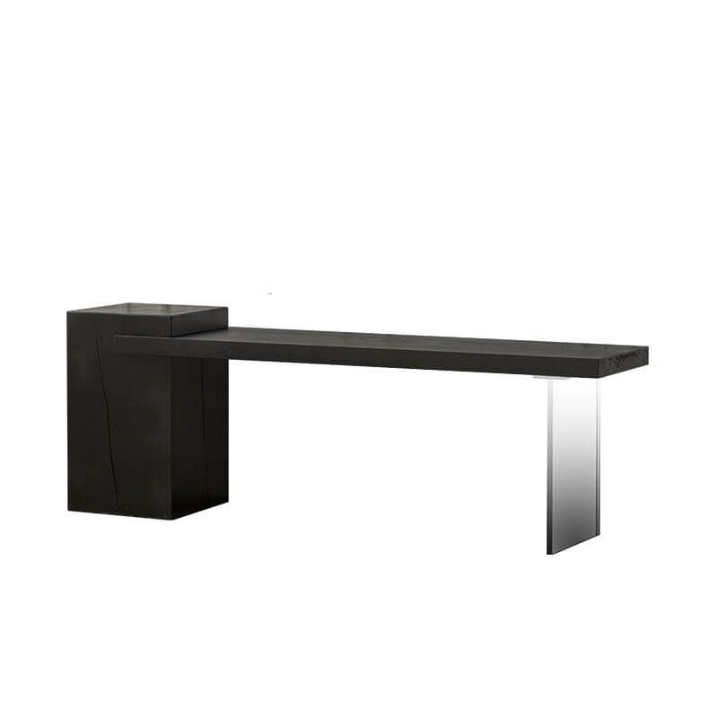 Modern Black Solid Wood Entryway Bench with Acrylic Legs