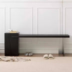 Modern Black Solid Wood Entryway Bench with Acrylic Legs