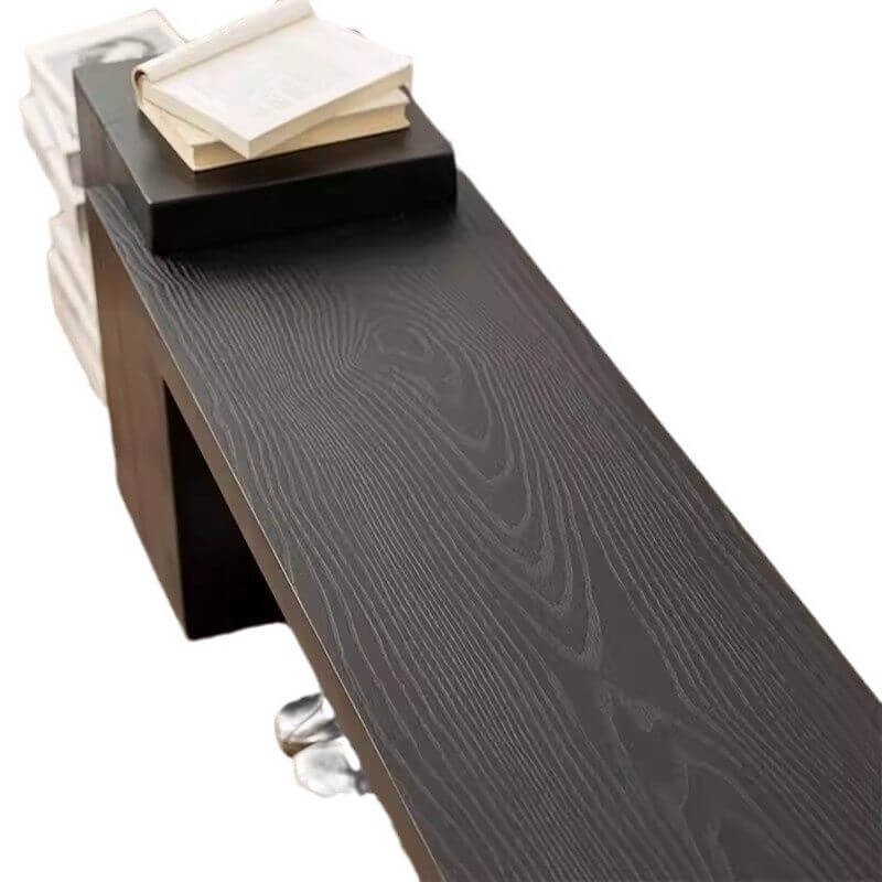 Modern Black Solid Wood Entryway Bench with Acrylic Legs