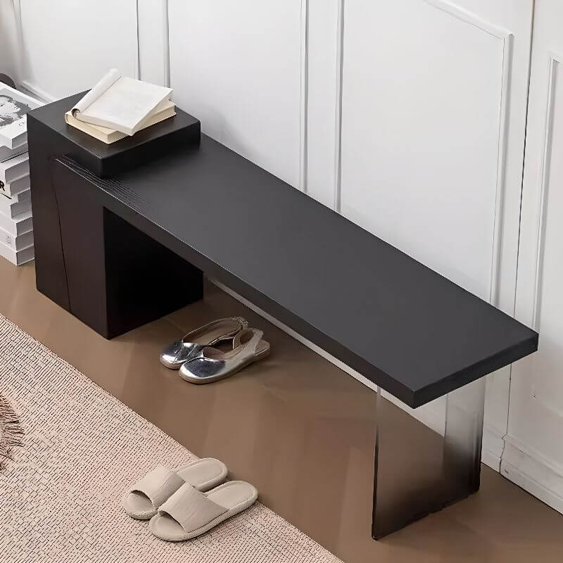 Modern Black Solid Wood Entryway Bench with Acrylic Legs Main Product Image