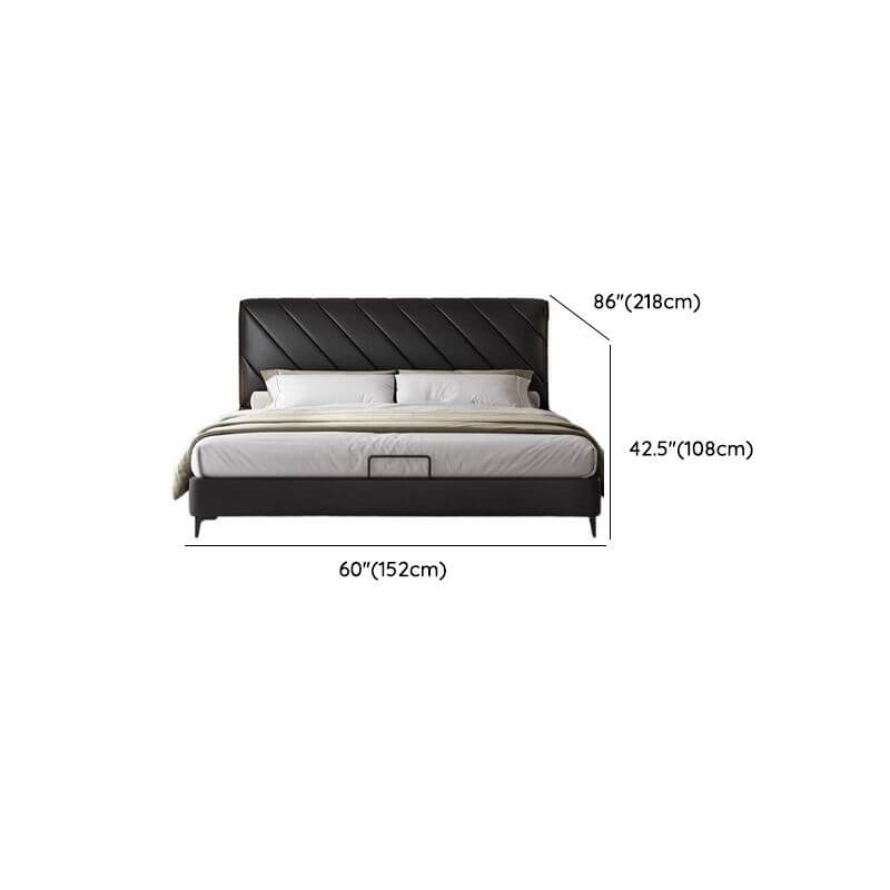 Modern Black Upholstered Air Pressure Bed with Headboard Dimensions