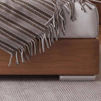 Modern Black Upholstered Panel Bed with Elevated Storage