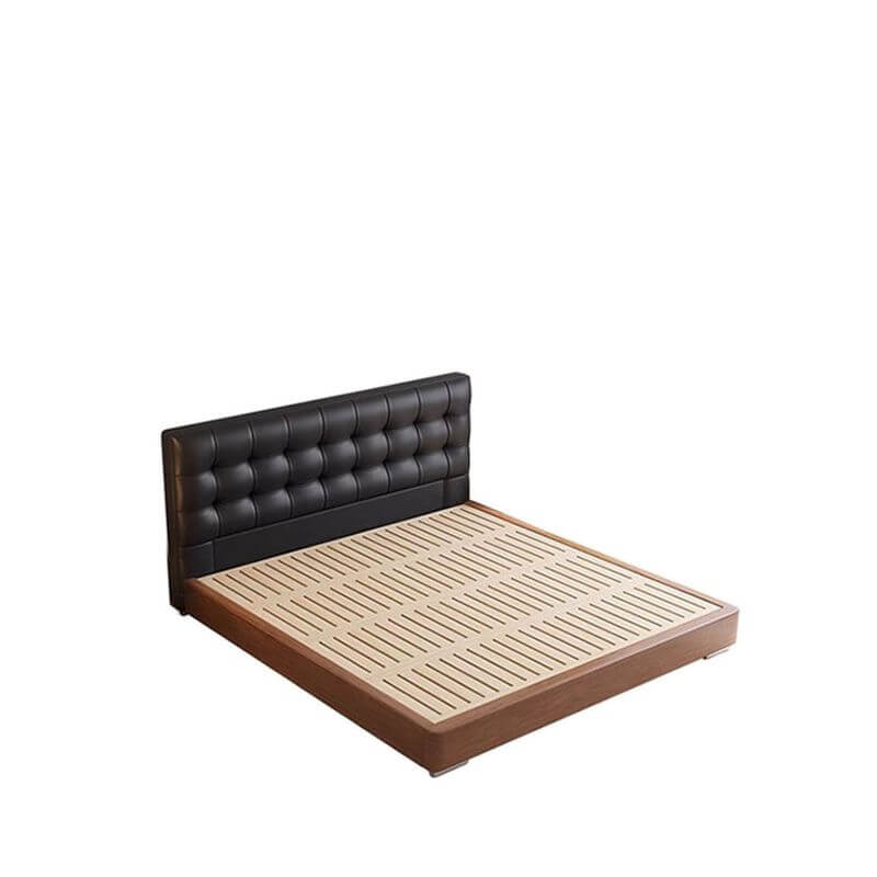 Modern Black Upholstered Panel Bed with Elevated Storage