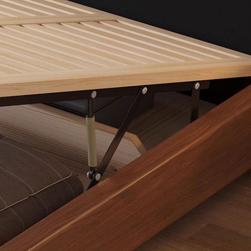 Modern Black Upholstered Panel Bed with Elevated Storage