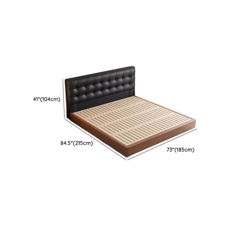 Modern Black Upholstered Panel Bed with Elevated Storage Dimensions