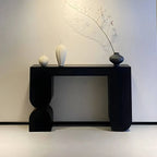 Modern Black Wood Console Table with Sculptural Sled Base