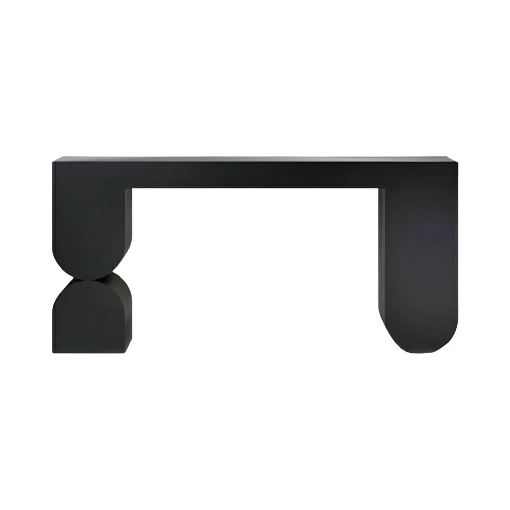 Modern Black Wood Console Table with Sculptural Sled Base
