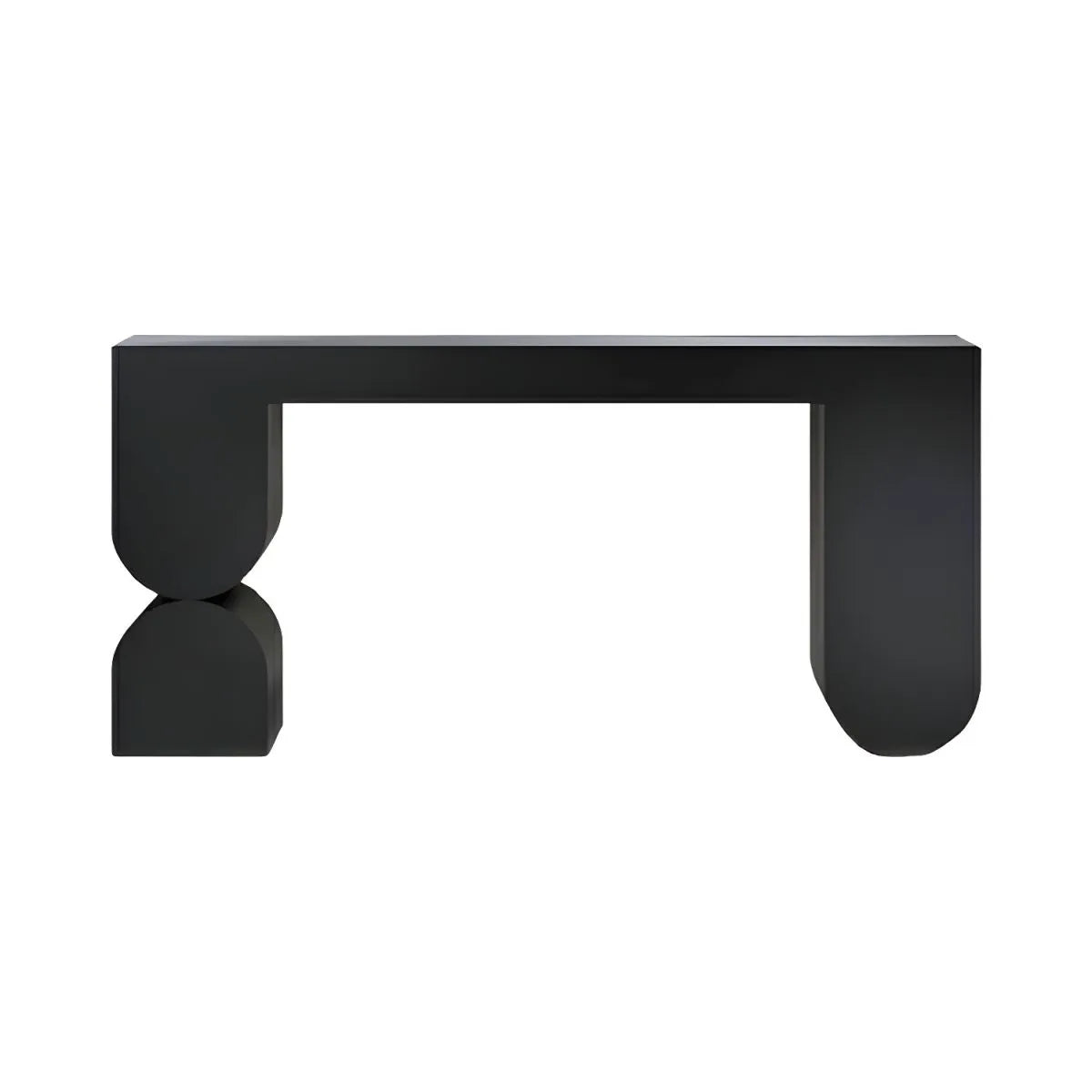 Modern Black Wood Console Table with Sculptural Sled Base