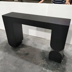 Modern Black Wood Console Table with Sculptural Sled Base
