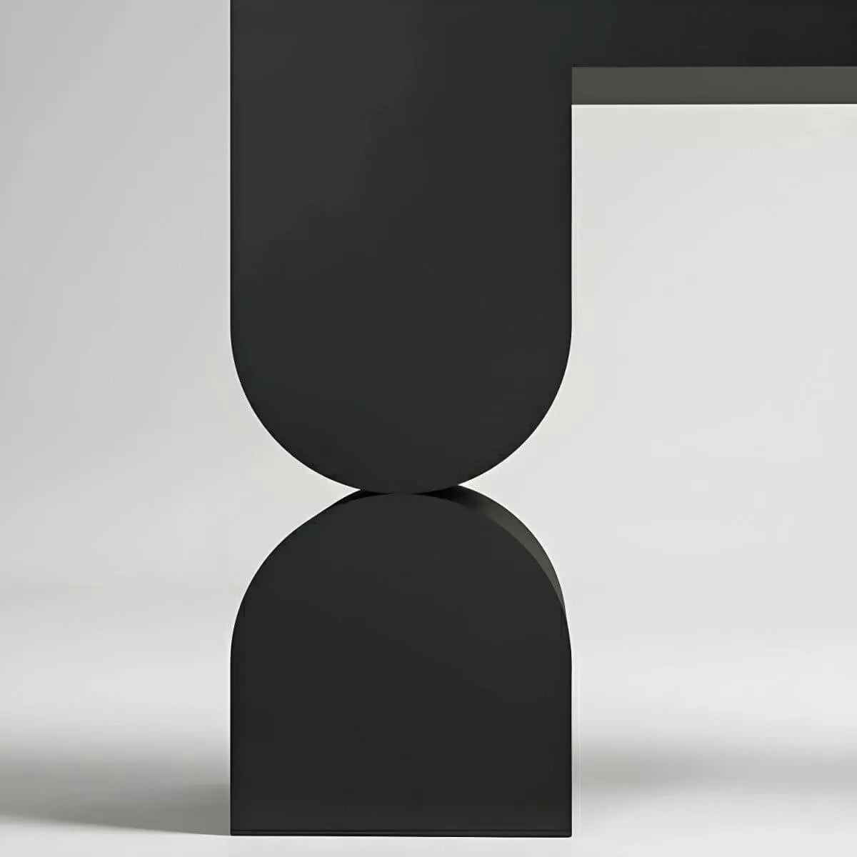 Modern Black Wood Console Table with Sculptural Sled Base