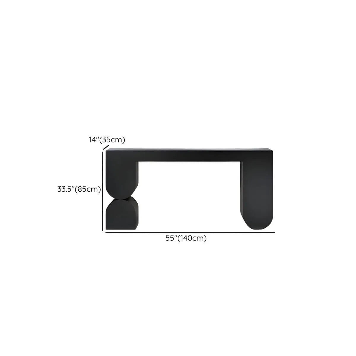 Modern Black Wood Console Table with Sculptural Sled Base Dimensions