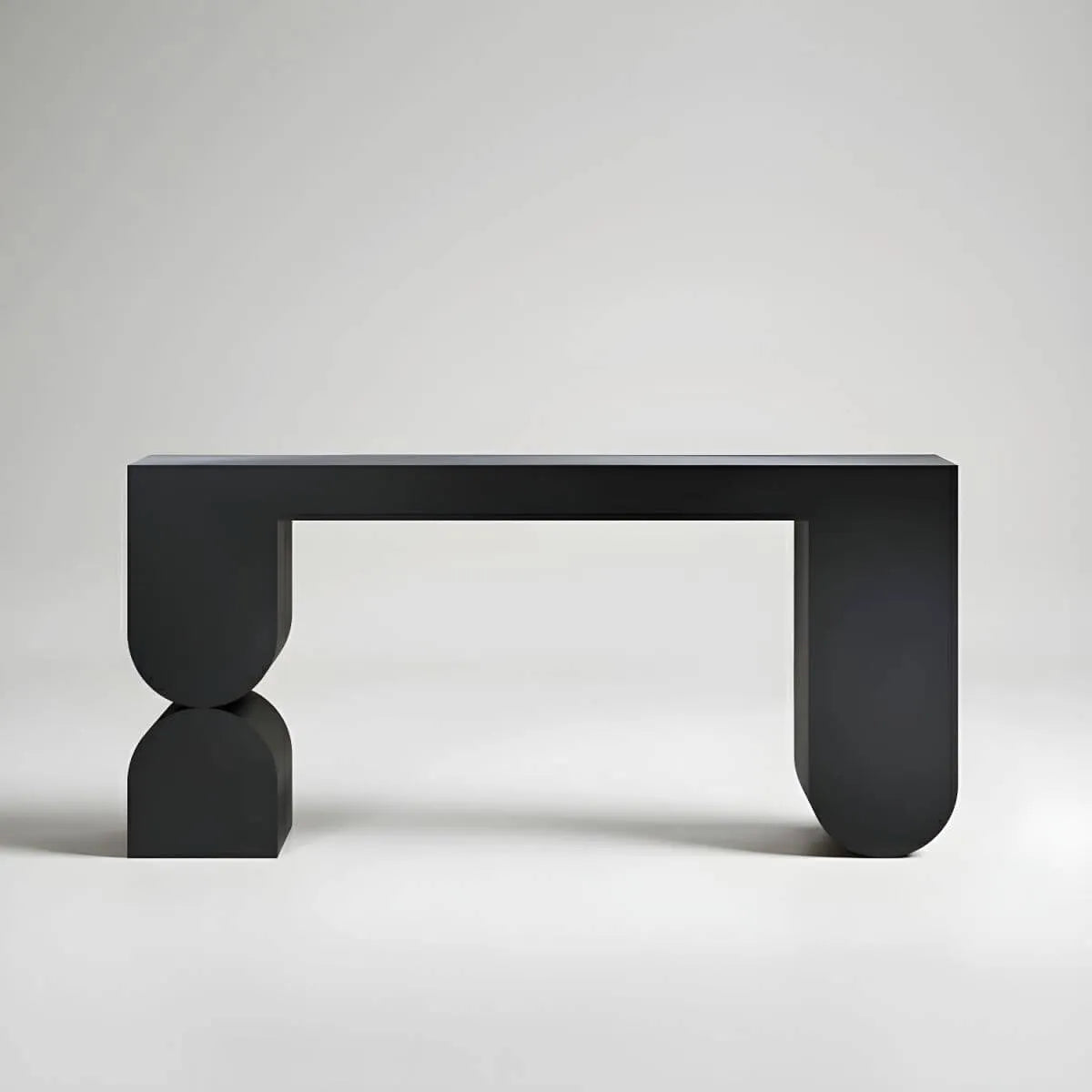Modern Black Wood Console Table with Sculptural Sled Base Main Product Image Main image