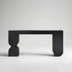 Modern Black Wood Console Table with Sculptural Sled Base Main Product Image