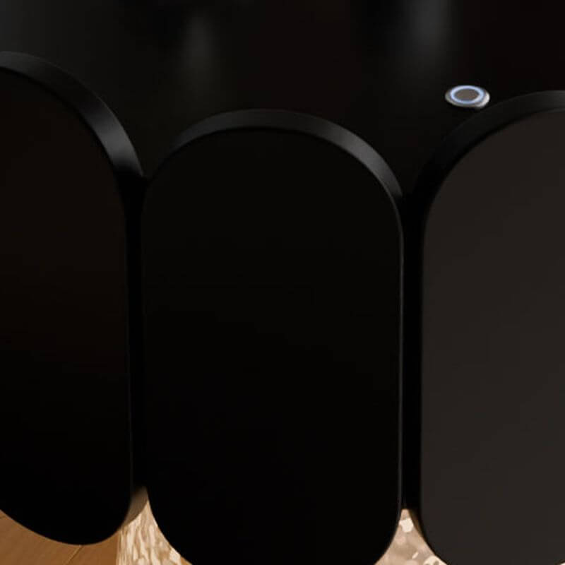 Modern Black Wood Drawer Storage Nightstand with Unique Wave Edge Design
