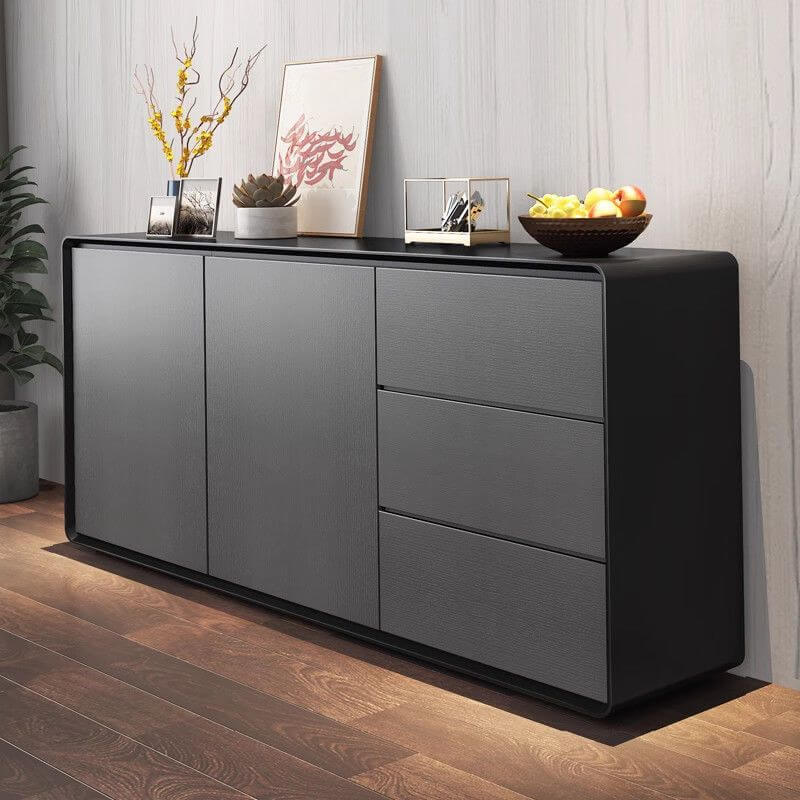 Modern Black Wood Sideboard/Credenza with Storage Options