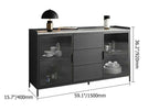 Modern Black Wood Sideboard with Sintered Stone Top