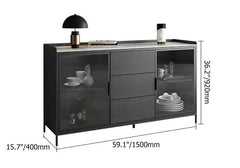 Modern Black Wood Sideboard with Sintered Stone Top