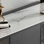 Modern Black Wood Sideboard with Sintered Stone Top