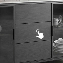 Modern Black Wood Sideboard with Sintered Stone Top